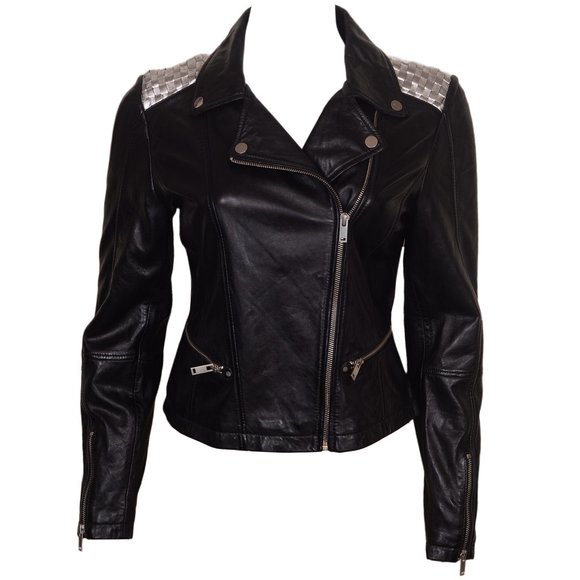 Classic Women's Motorcycle Leather Biker Jacket
